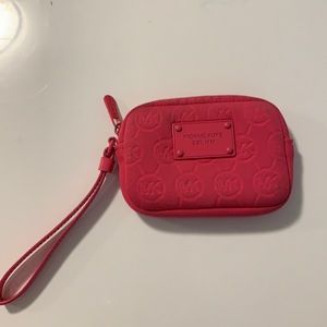 Michael Kors neoprene pink wristlet
